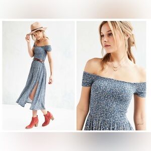 Urban Outfitters Picnic Off the Shoulder Smocked Midi Dress